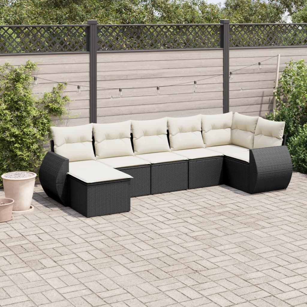 Set Canapele De Grădină Cu Perne, 7 Piese, , Poliratan