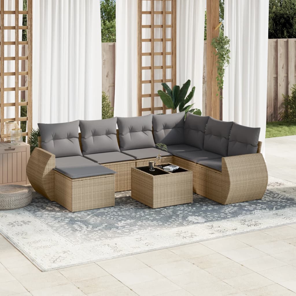 Set Canapele De Grădină Cu Perne, 7 Piese, , Poliratan