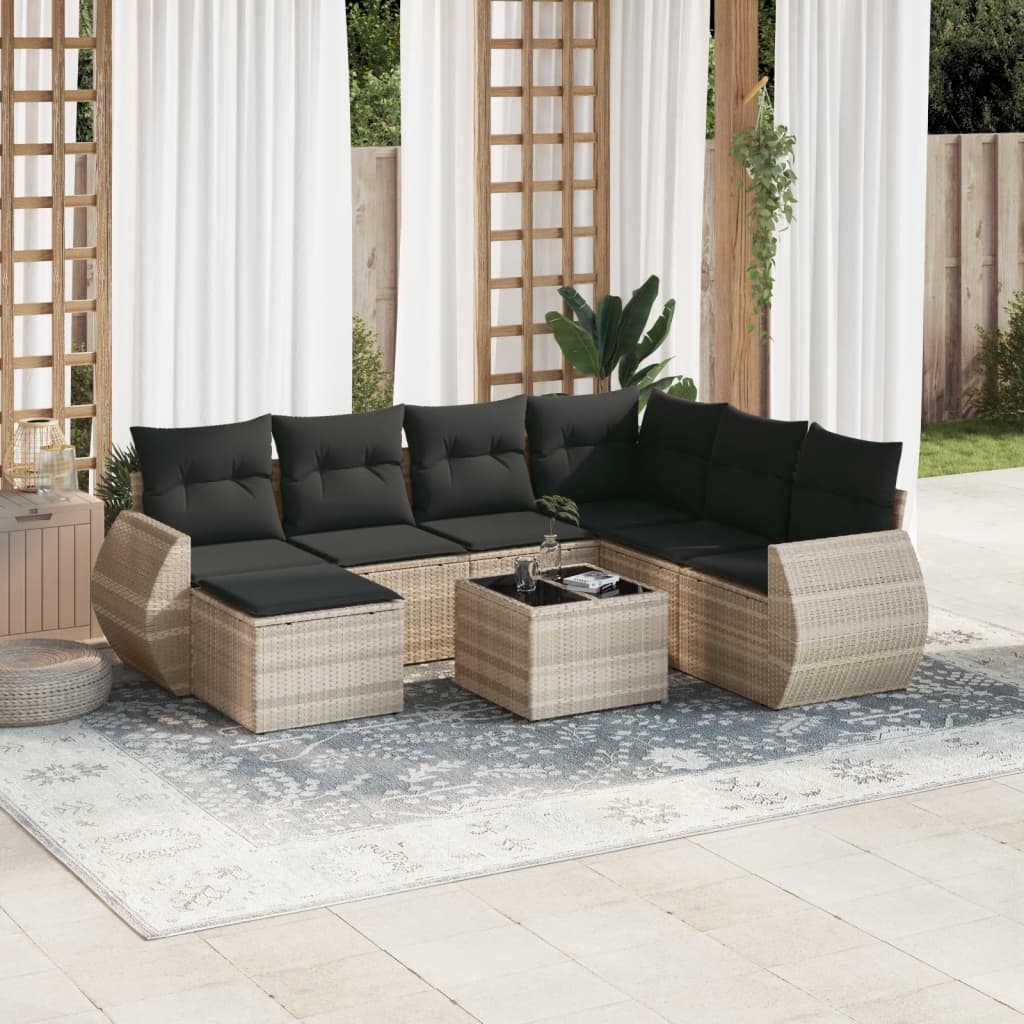 Set Canapele De Grădină Cu Perne, 7 Piese, , Poliratan