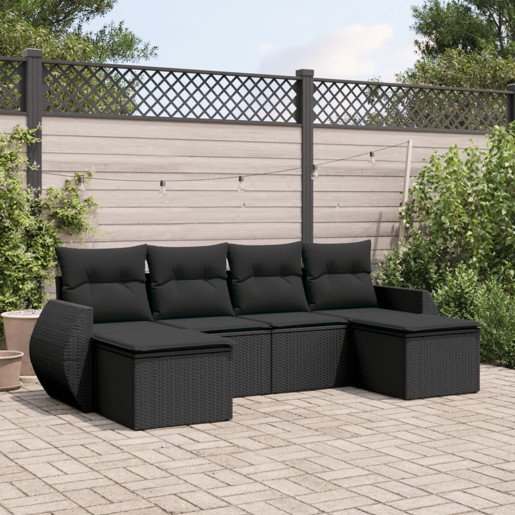 Set Mobilier De Grădină Cu Perne, 6 Piese, , Poliratan