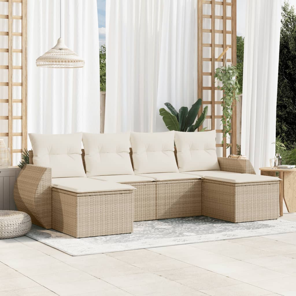 Set Mobilier De Grădină Cu Perne, 6 Piese, , Poliratan