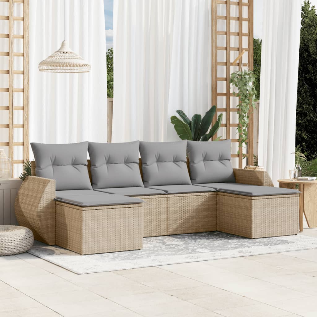 Set Mobilier De Grădină Cu Perne, 6 Piese, , Poliratan