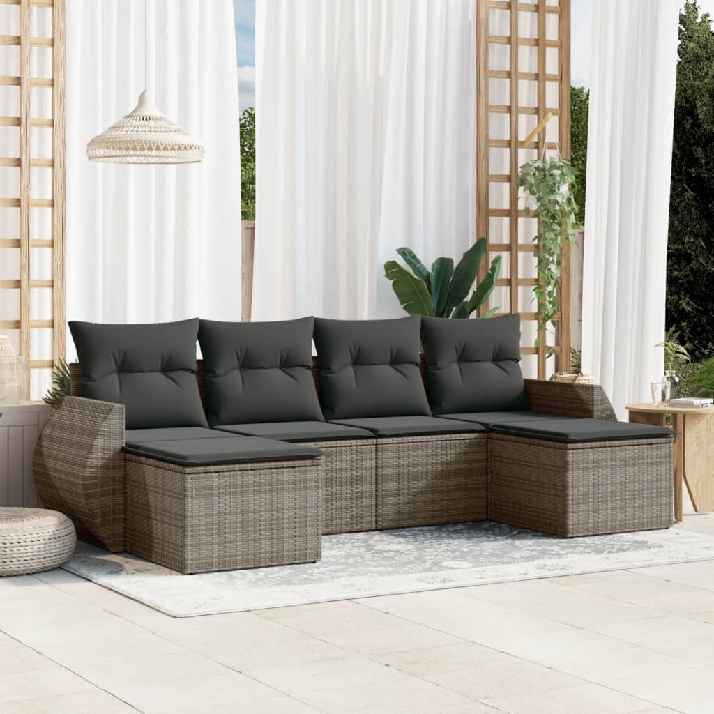 Set Mobilier De Grădină Cu Perne, 6 Piese, , Poliratan