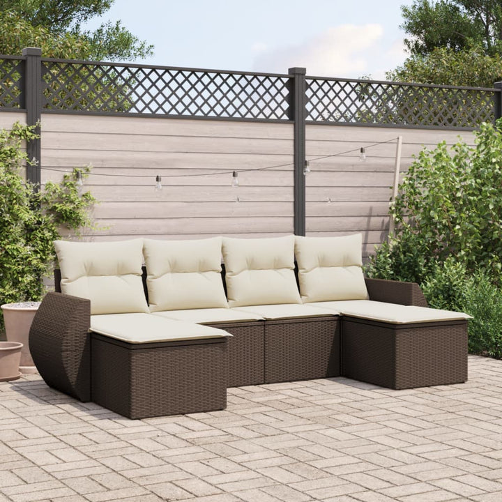 Set Mobilier De Grădină Cu Perne, 6 Piese, , Poliratan