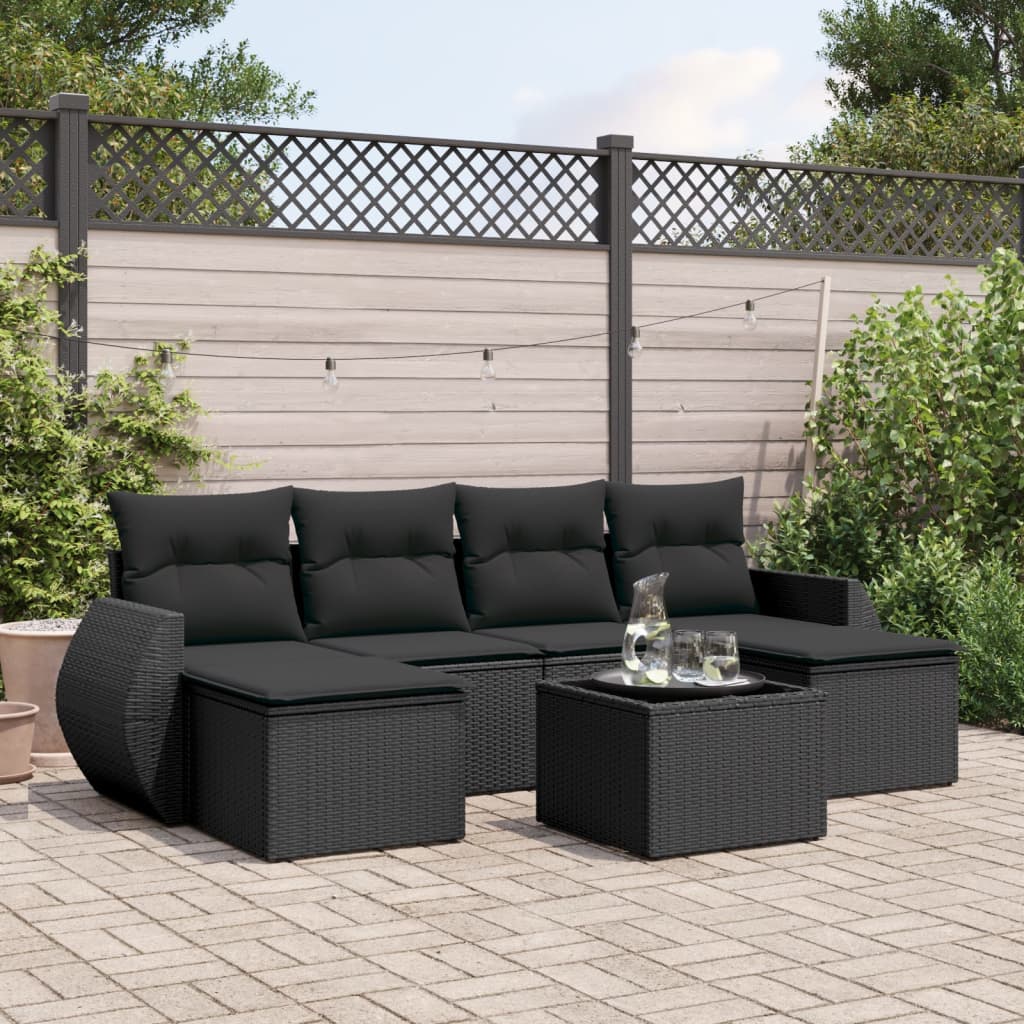 Set Mobilier De Grădină Cu Perne, 6 Piese, , Poliratan