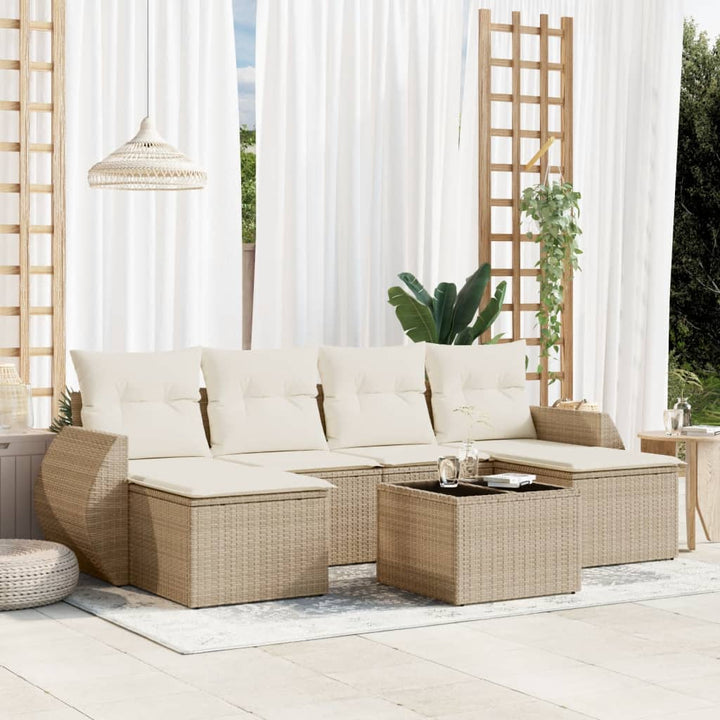 Set Mobilier De Grădină Cu Perne, 6 Piese, , Poliratan