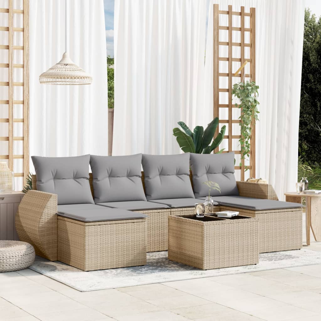 Set Mobilier De Grădină Cu Perne, 6 Piese, , Poliratan