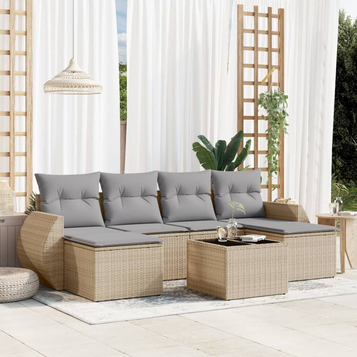 Set Mobilier De Grădină Cu Perne, 6 Piese, , Poliratan