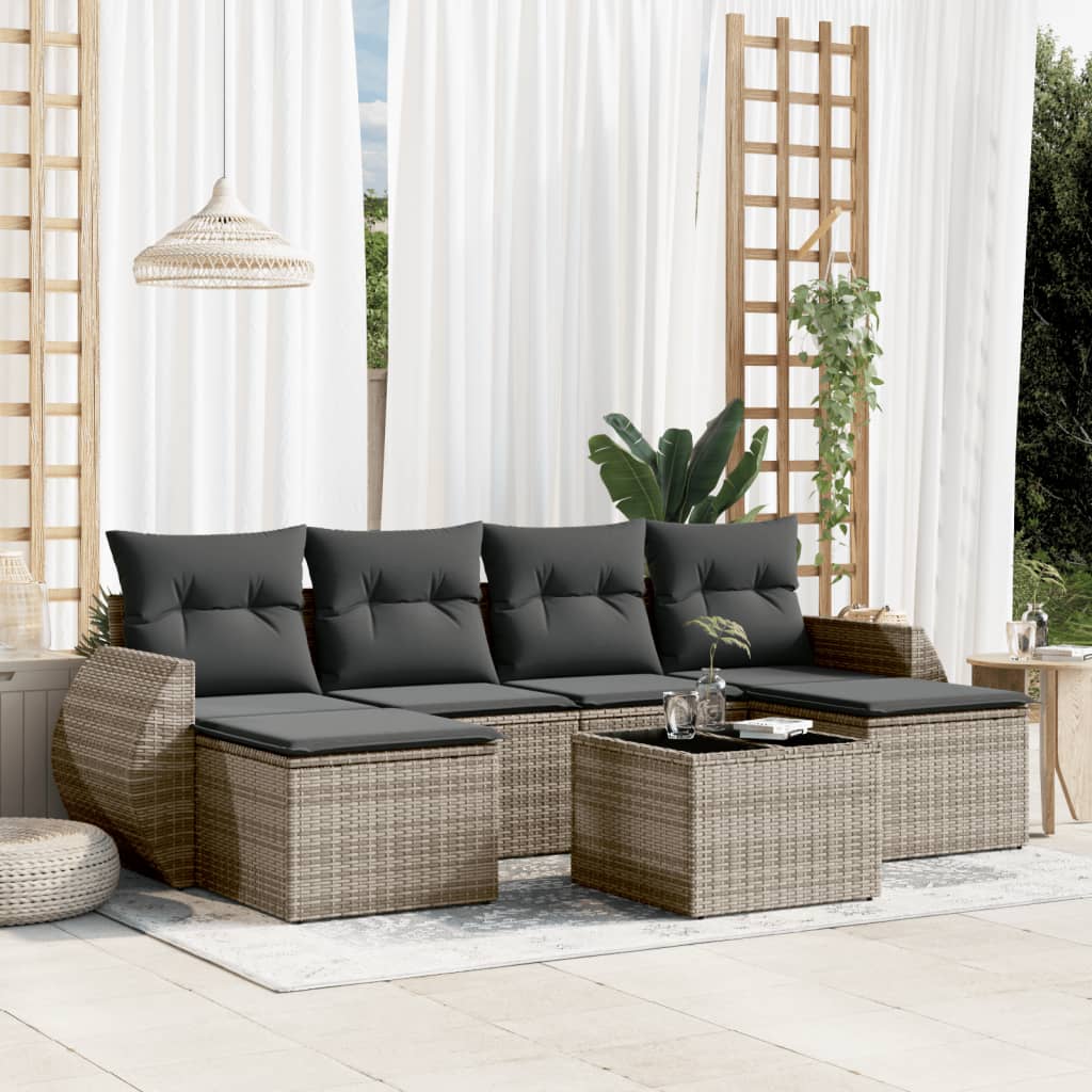 Set Mobilier De Grădină Cu Perne, 6 Piese, , Poliratan