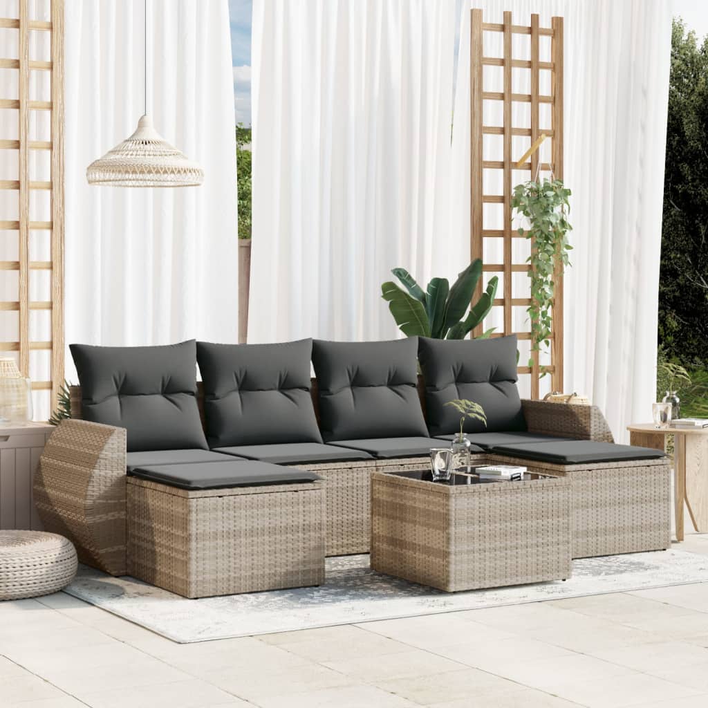 Set Mobilier De Grădină Cu Perne, 6 Piese, , Poliratan