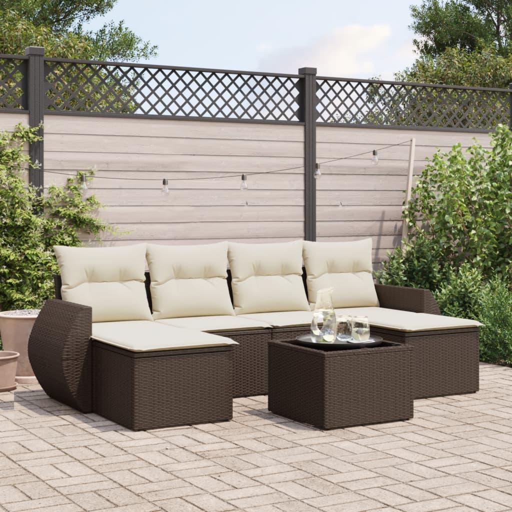 Set Mobilier De Grădină Cu Perne, 6 Piese, , Poliratan