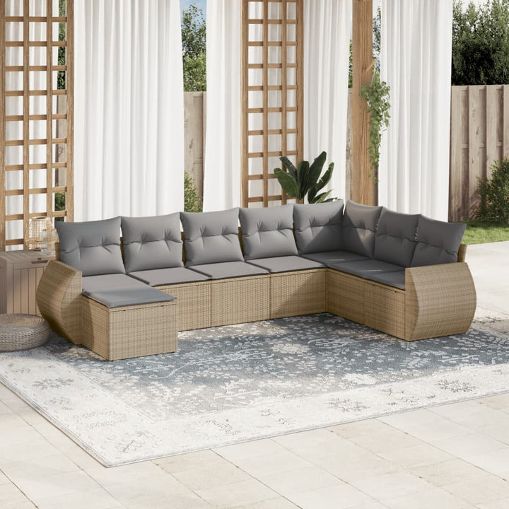Set Mobilier De Grădină Cu Perne, 8 Piese, , Poliratan