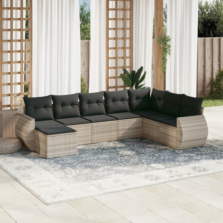 Set Mobilier De Grădină Cu Perne, 8 Piese, , Poliratan