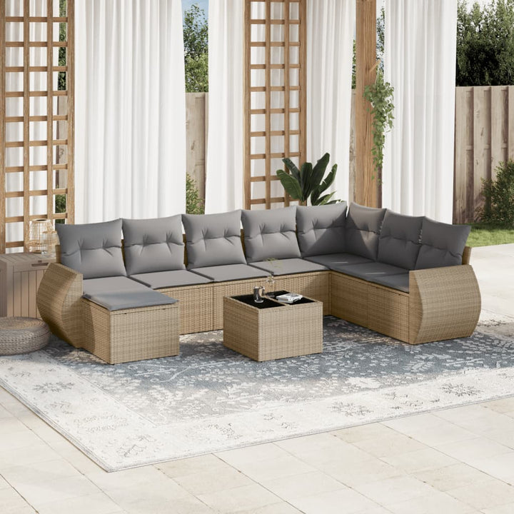 Set Mobilier De Grădină Cu Perne, 8 Piese, , Poliratan