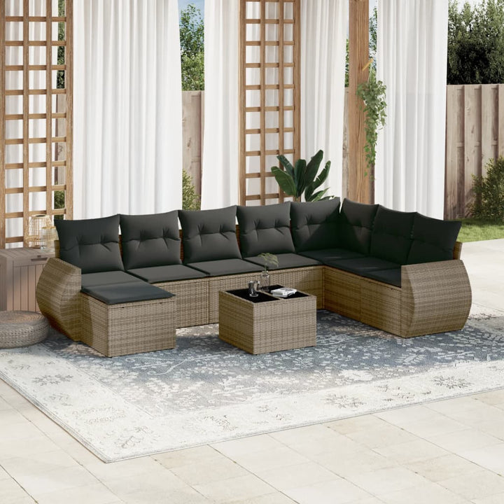 Set Mobilier De Grădină Cu Perne, 8 Piese, , Poliratan
