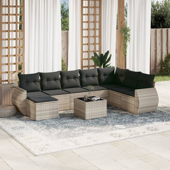 Set Mobilier De Grădină Cu Perne, 8 Piese, , Poliratan