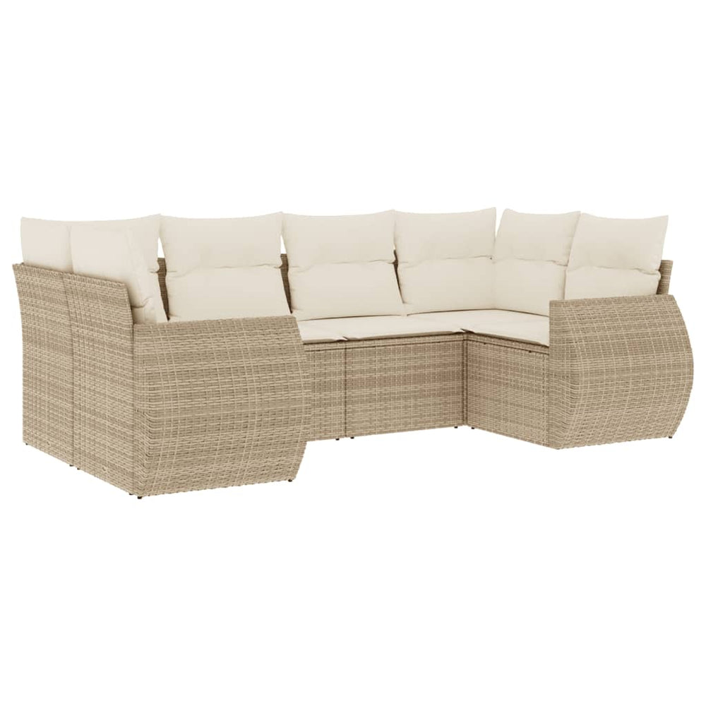 Set Canapele De Grădină Cu Perne, 6 Piese, Bej, Poliratan