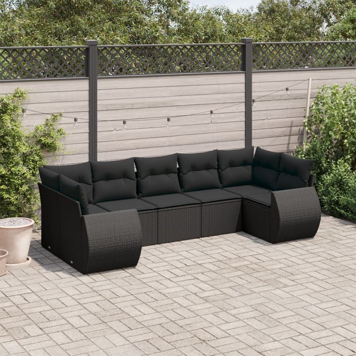 Set Canapele De Grădină, 7 Piese, Cu Perne, Bej, Poliratan
