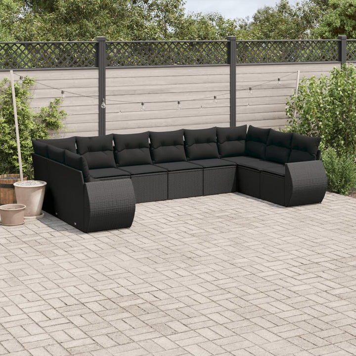 Set Canapele De Grădină Cu Perne, 10 Piese, Bej, Poliratan