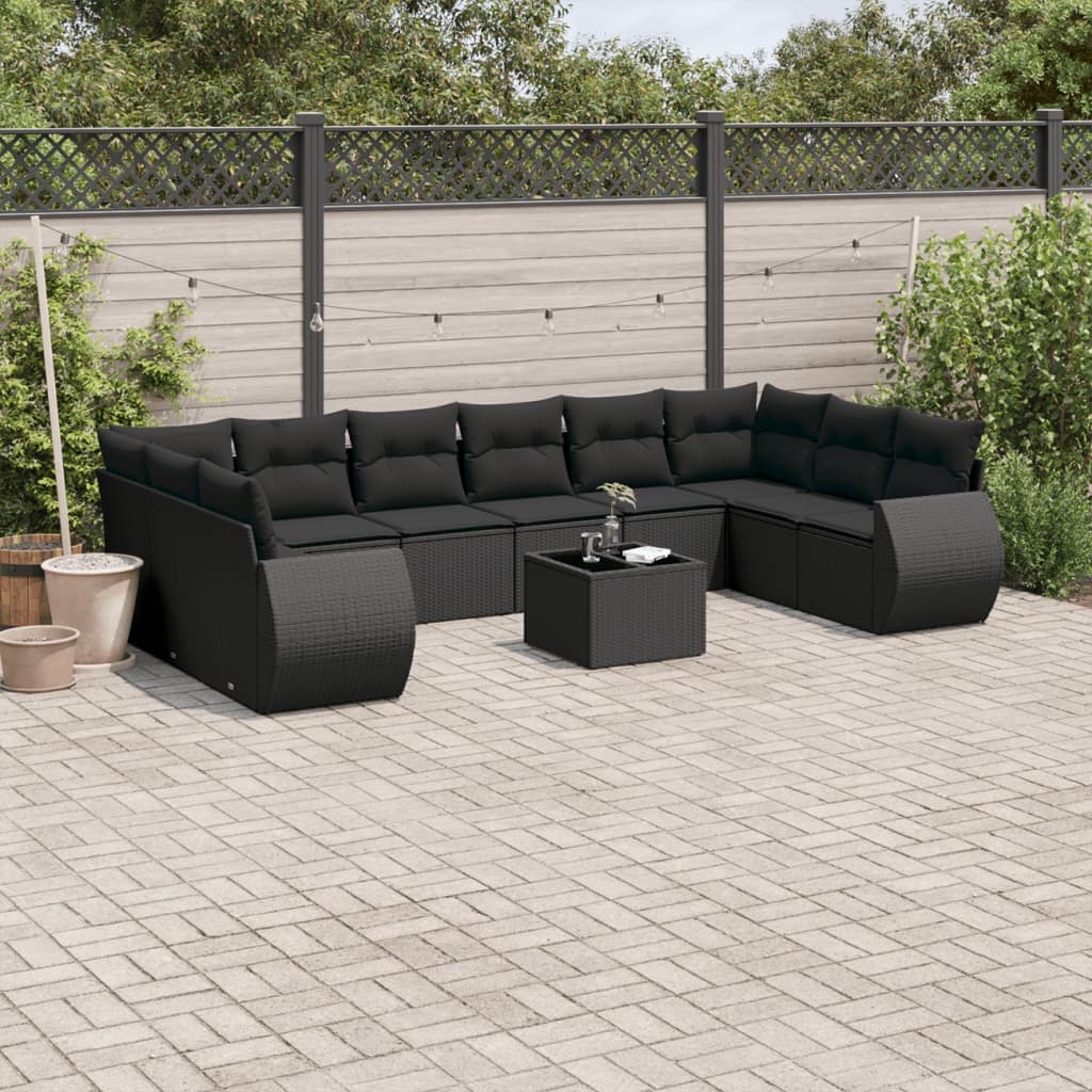 Set Canapele De Grădină Cu Perne, 10 Piese, Bej, Poliratan