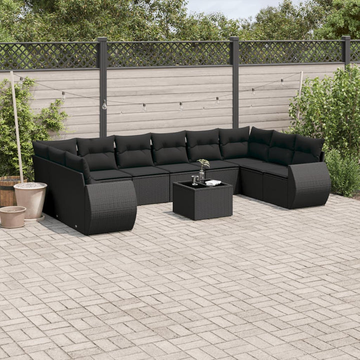 Set Canapele De Grădină Cu Perne, 10 Piese, Bej, Poliratan