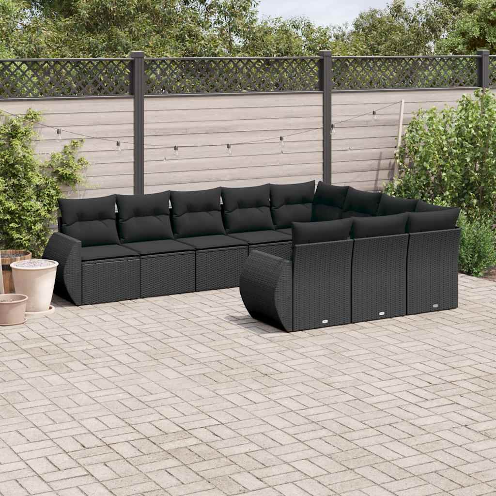 Set Canapele De Grădină Cu Perne, 10 Piese, Bej, Poliratan