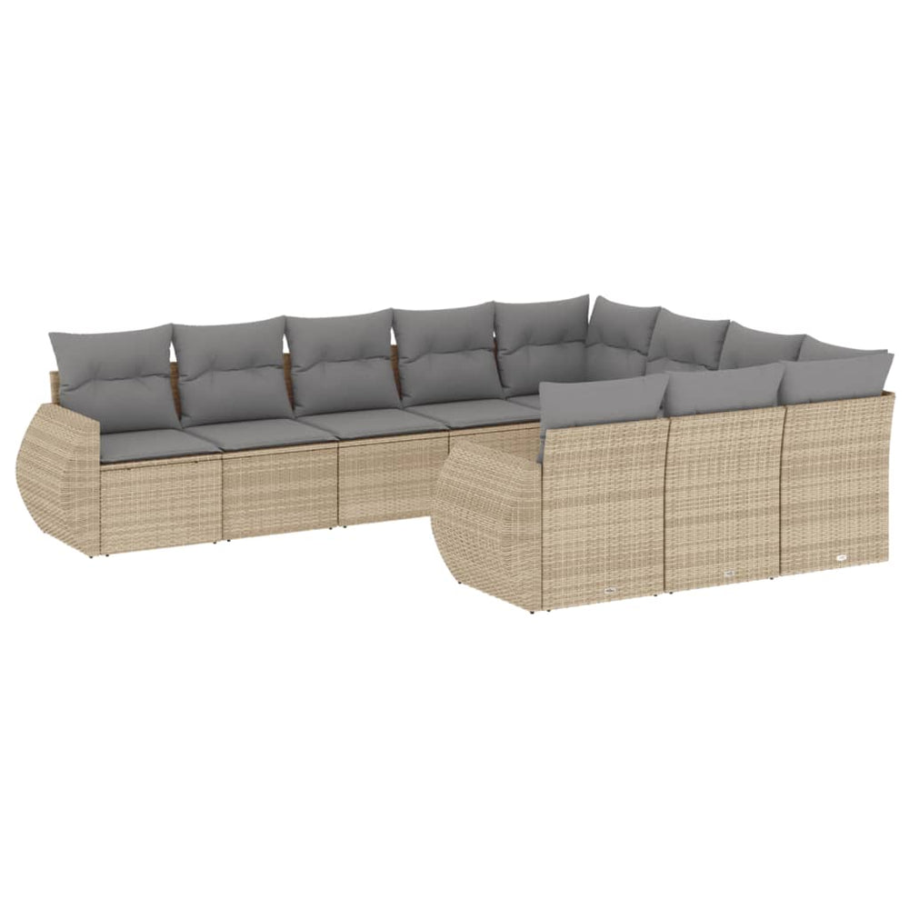 Set Canapele De Grădină Cu Perne, 10 Piese, Bej, Poliratan