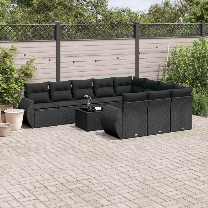 Set Canapele De Grădină Cu Perne, 10 Piese, Bej, Poliratan