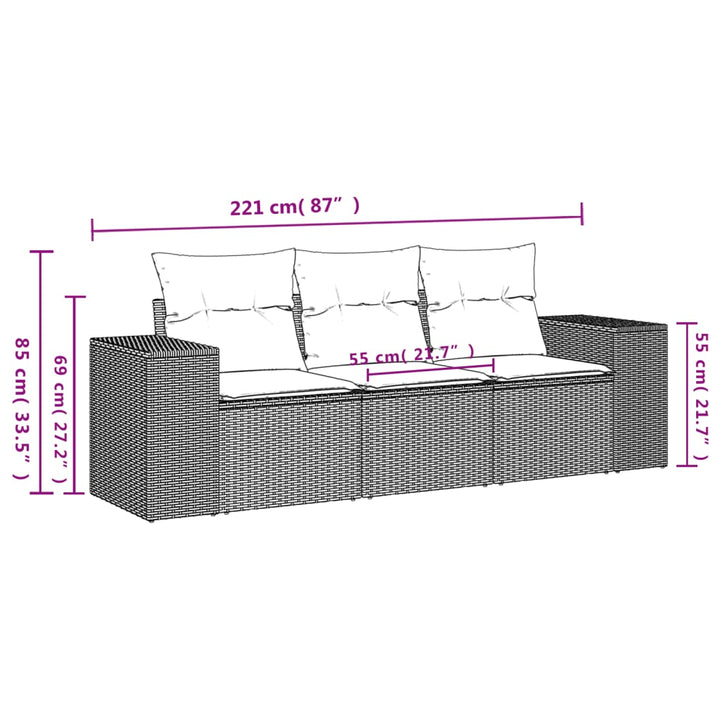 Set Canapele De Grădină, 3 Piese, Cu Perne, Bej, Poliratan