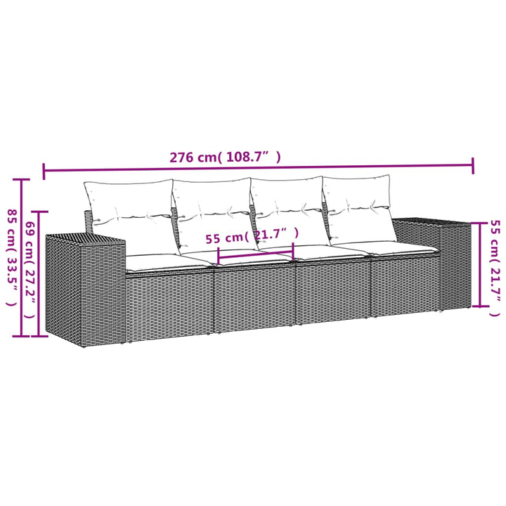 Set Mobilier De Grădină Cu Perne, 4 Piese, , Poliratan