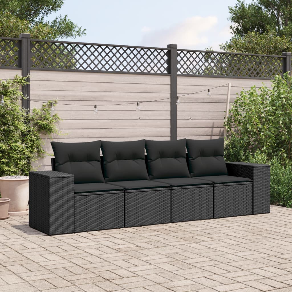 Set Mobilier De Grădină Cu Perne, 4 Piese, , Poliratan