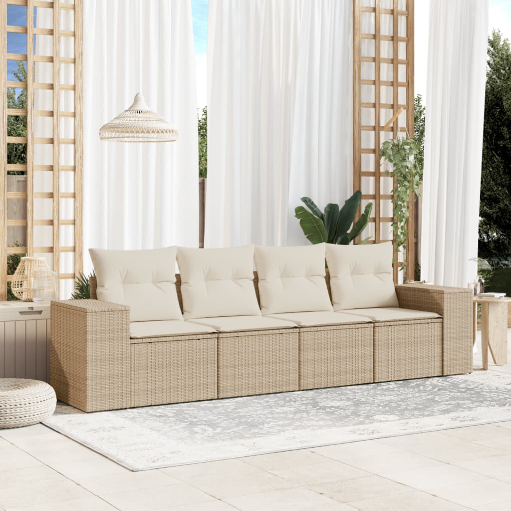 Set Mobilier De Grădină Cu Perne, 4 Piese, , Poliratan
