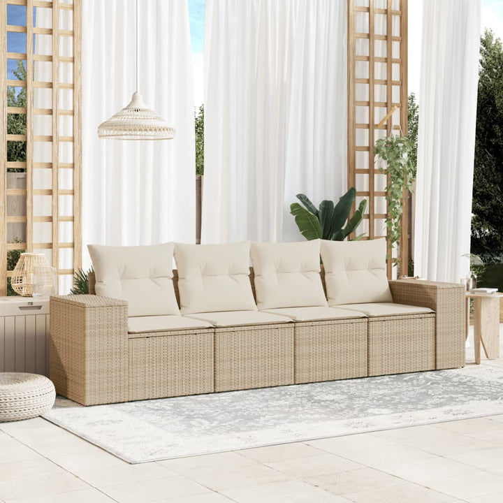 Set Mobilier De Grădină Cu Perne, 4 Piese, , Poliratan