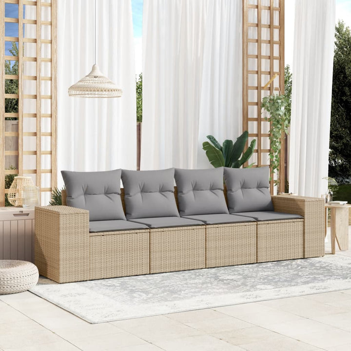 Set Mobilier De Grădină Cu Perne, 4 Piese, , Poliratan