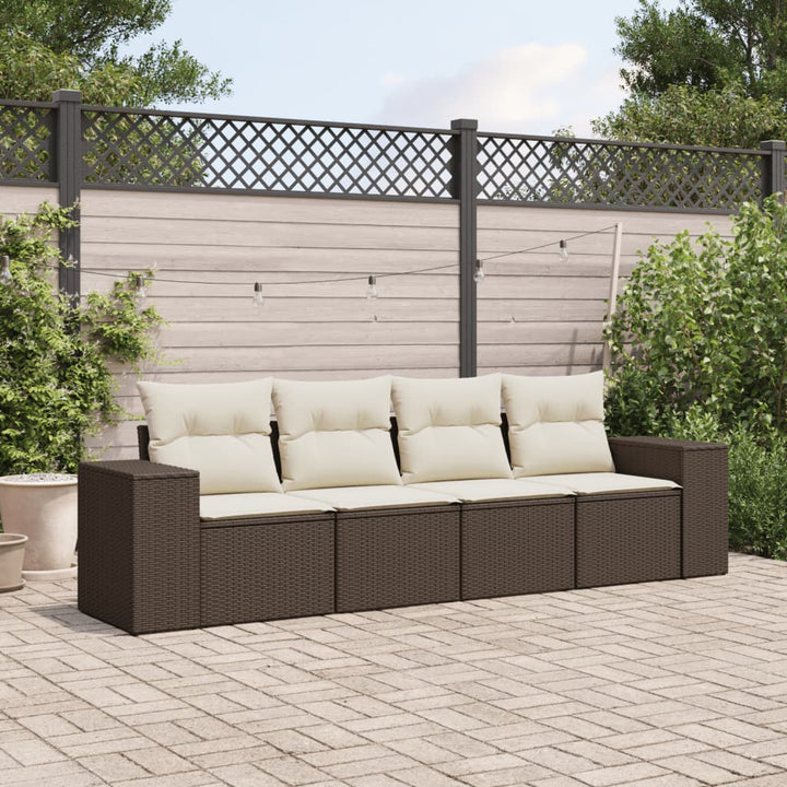 Set Mobilier De Grădină Cu Perne, 4 Piese, , Poliratan