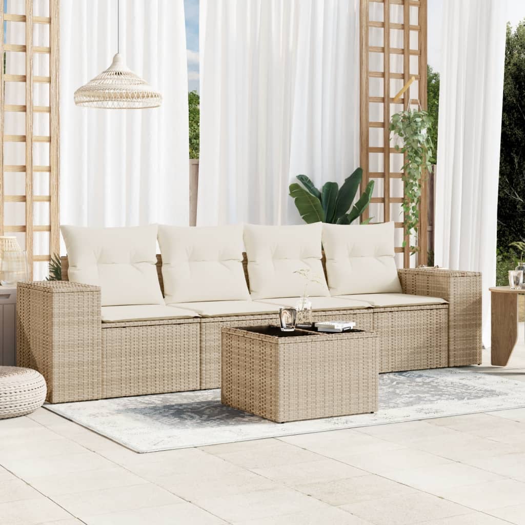 Set Mobilier De Grădină Cu Perne, 4 Piese, , Poliratan