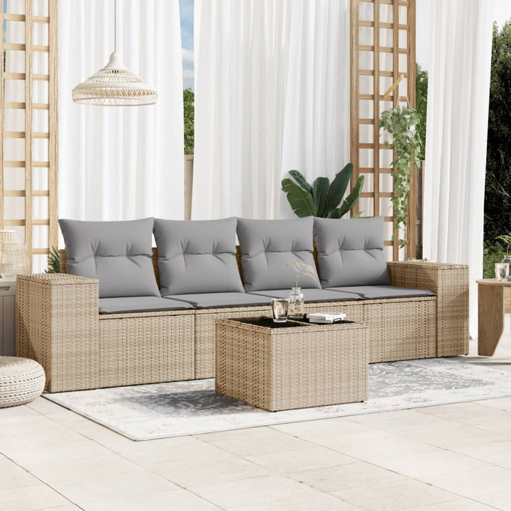 Set Mobilier De Grădină Cu Perne, 4 Piese, , Poliratan
