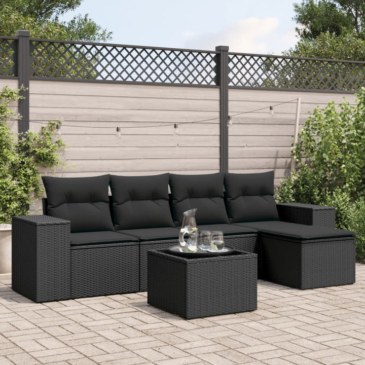 Set Canapele De Grădină Cu Perne, 5 Piese, Bej, Poliratan
