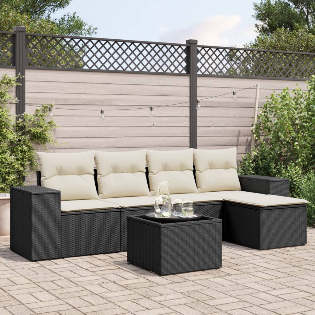 Set Canapele De Grădină Cu Perne, 5 Piese, Bej, Poliratan