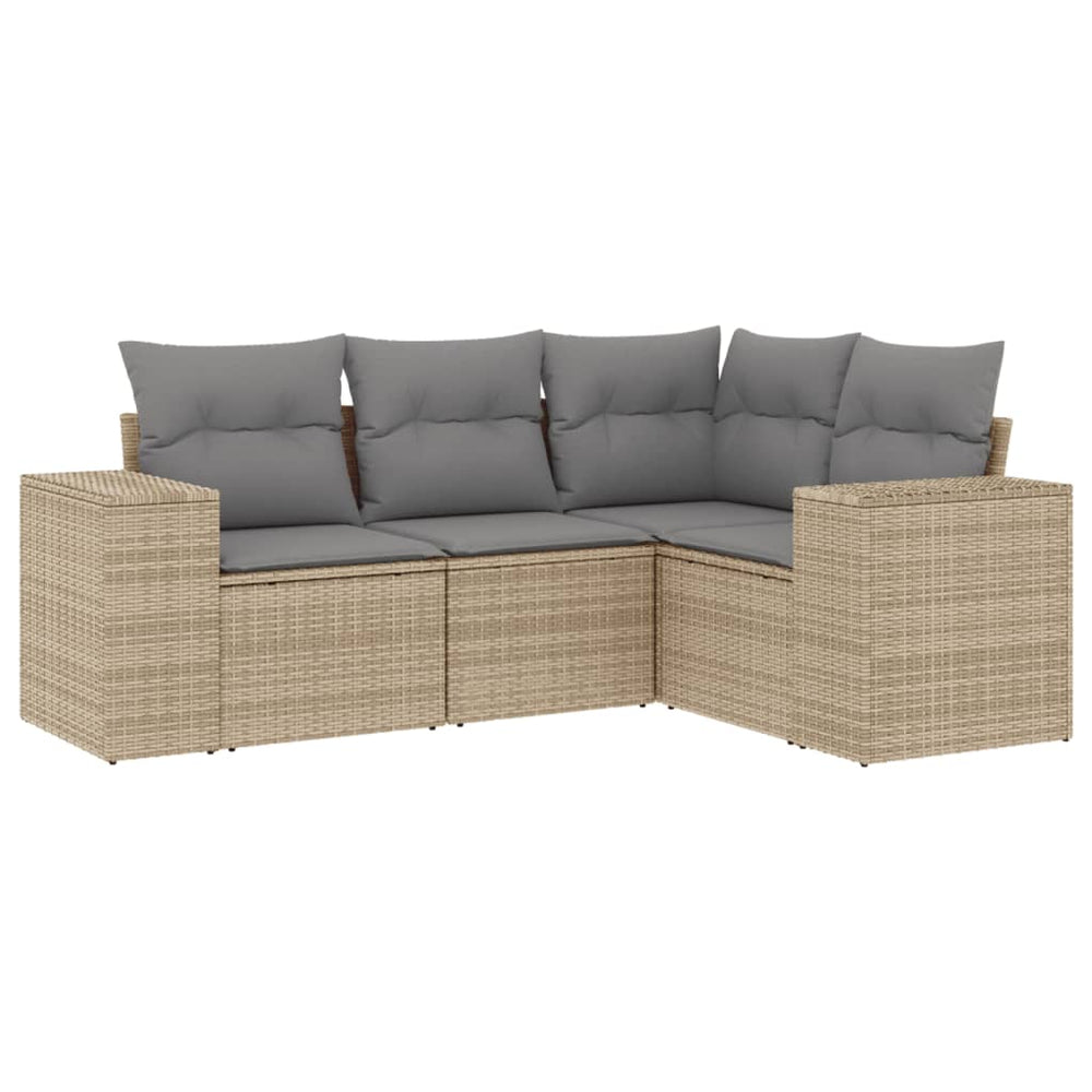 Set Canapele De Grădină, 4 Piese, Cu Perne, Bej, Poliratan