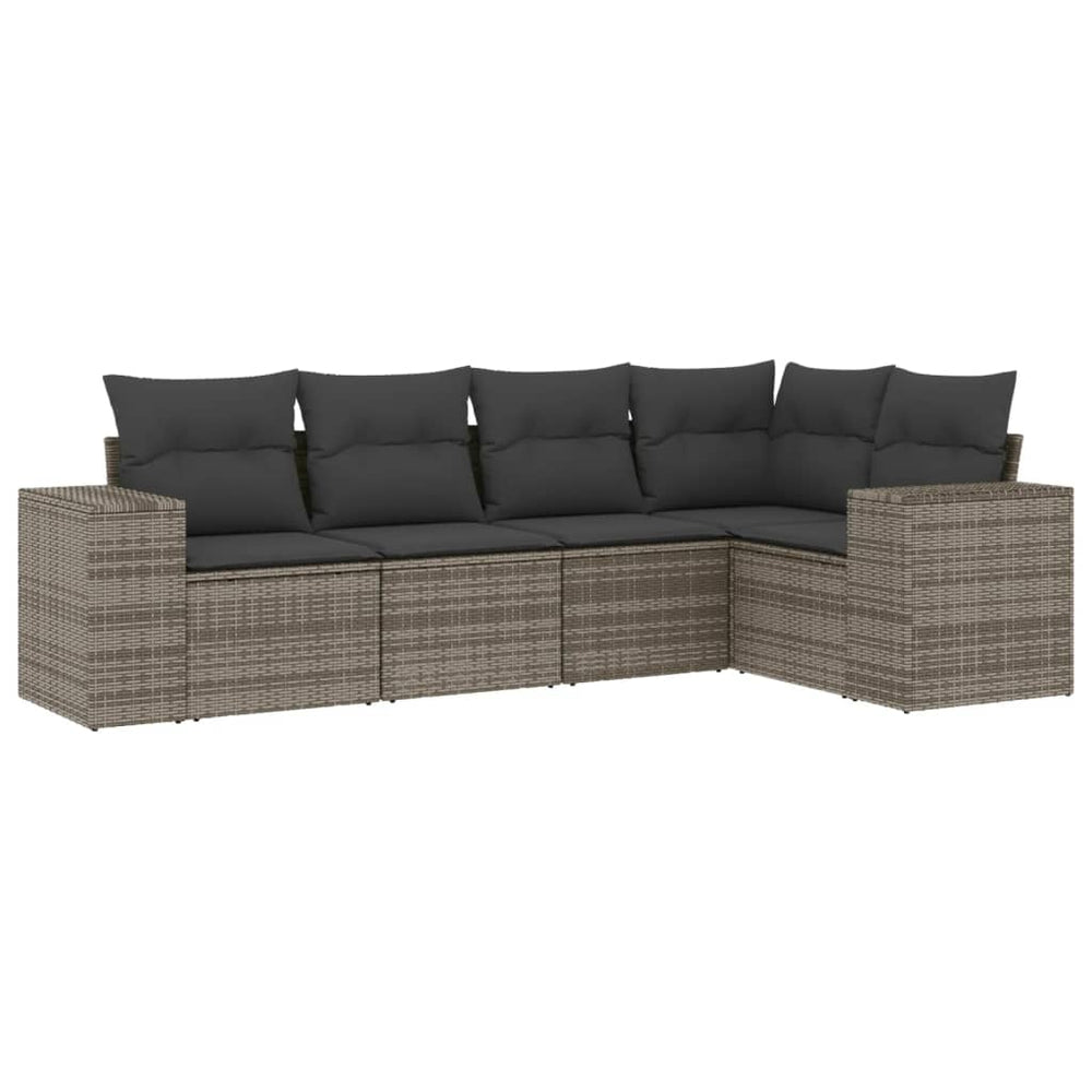 Set Canapea De Grădină Cu Perne, 5 Piese, , Poliratan