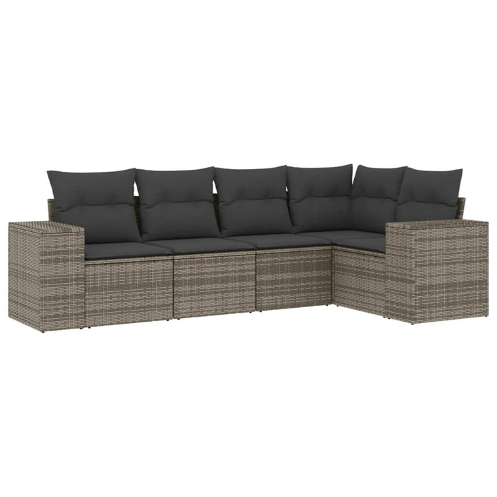 Set Canapea De Grădină Cu Perne, 5 Piese, , Poliratan