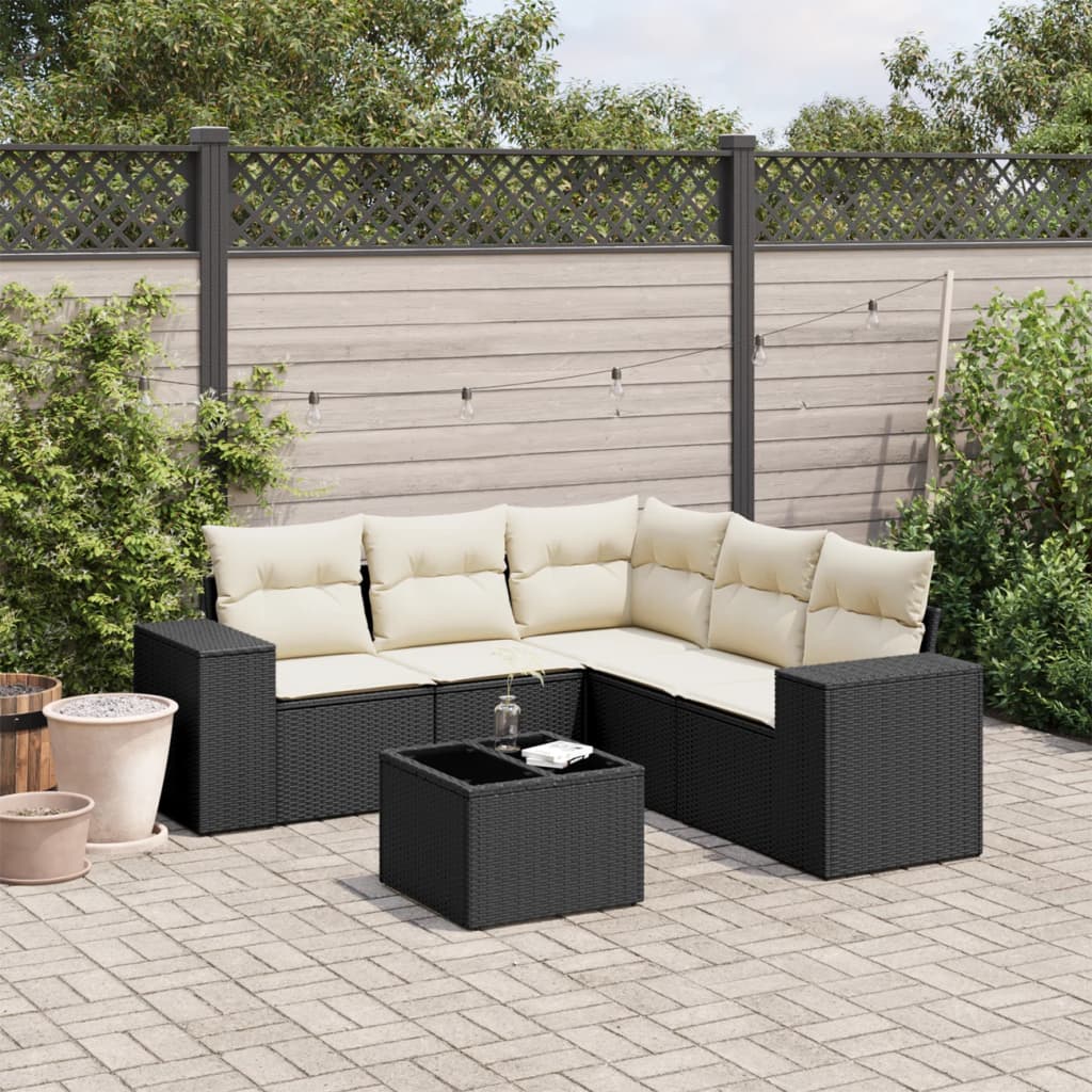 Set Canapele De Grădină Cu Perne, 5 Piese, Bej, Poliratan