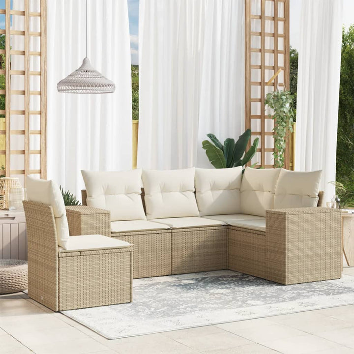 Set Mobilier De Grădină Cu Perne, 5 Piese, Negru, Poliratan