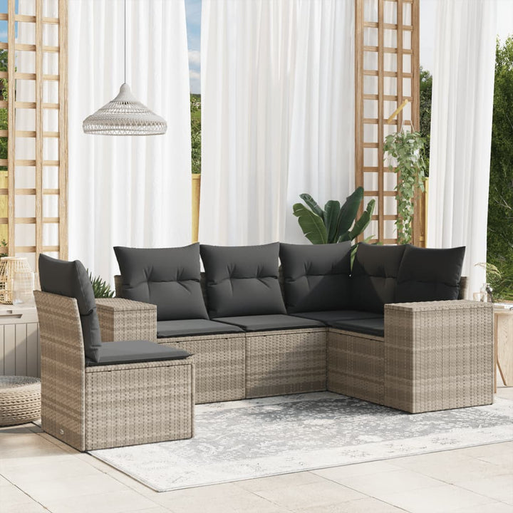 Set Mobilier De Grădină Cu Perne, 5 Piese, Negru, Poliratan