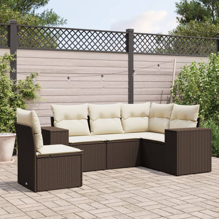 Set Mobilier De Grădină Cu Perne, 5 Piese, Negru, Poliratan