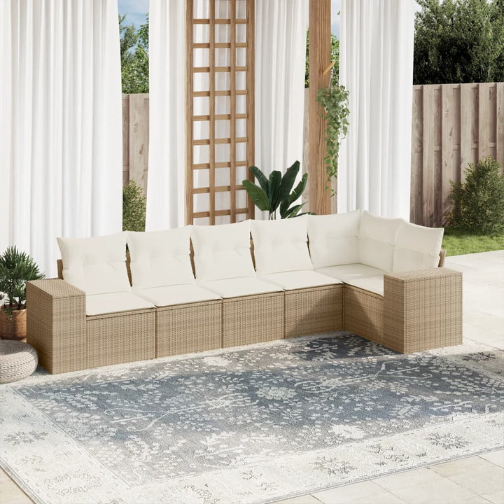 Set Mobilier De Grădină Cu Perne, 6 Piese, , Poliratan
