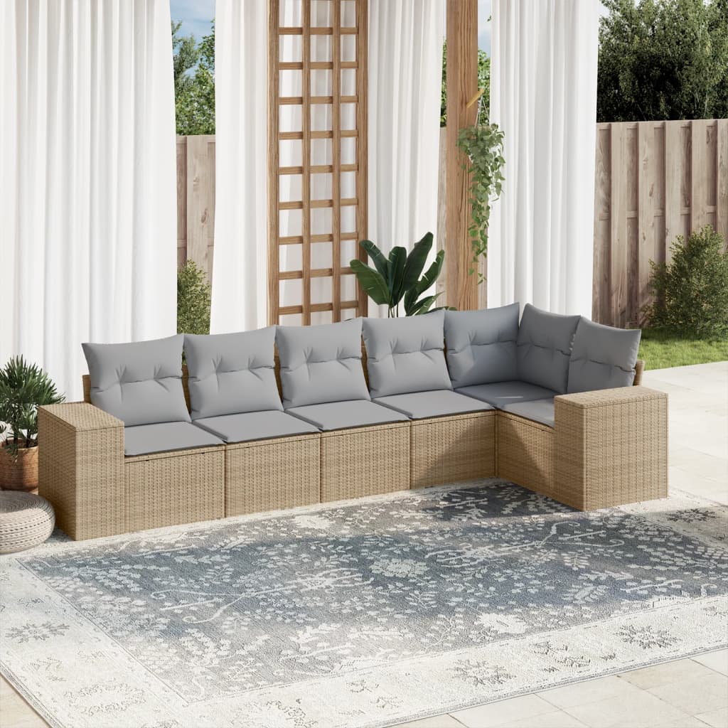 Set Mobilier De Grădină Cu Perne, 6 Piese, , Poliratan