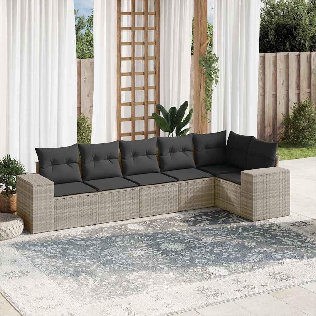 Set Mobilier De Grădină Cu Perne, 6 Piese, , Poliratan