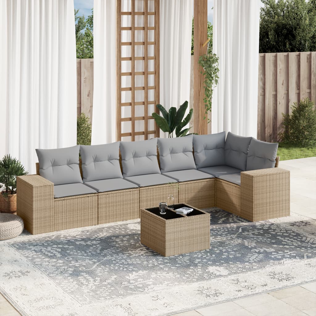 Set Mobilier De Grădină Cu Perne, 6 Piese, , Poliratan